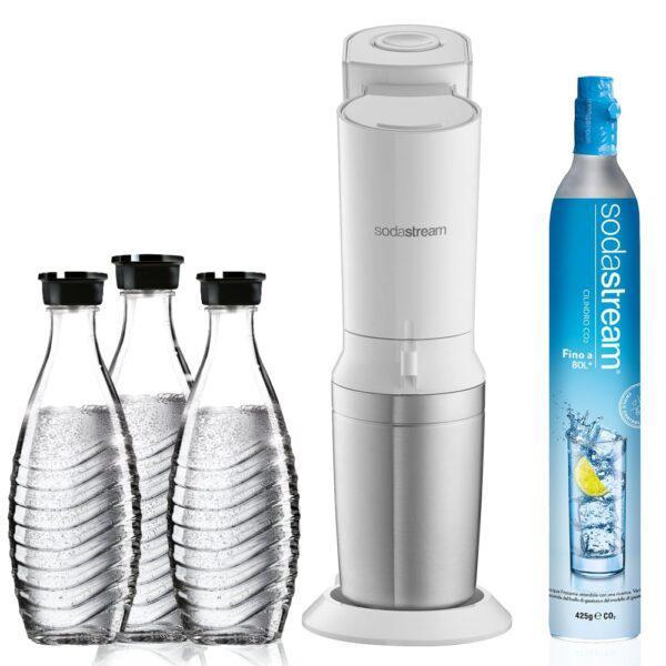 Soda Stream crystal white met 3 glazen flessen en cilinders, Witgoed en Apparatuur, Bruiswatermachines, Zo goed als nieuw, Ophalen of Verzenden