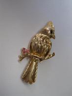 Broche Gerry's kuifvogel /drie roze rijnsteentjes, Met kristal, Overige materialen, Verzenden, Zo goed als nieuw