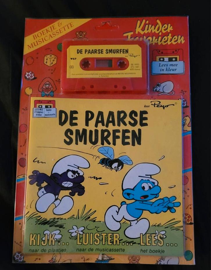 Originele verpakking boekje en cassette De Paarse Smurfen, Verzamelen, Smurfen, Nieuw, Overige typen, Verschillende Smurfen, Verzenden