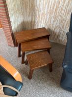 Eiken Salontafel + 3 Bijzettafels, Huis en Inrichting, Ophalen, Minder dan 45 cm, Gebruikt, 75 cm of meer