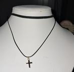 Mooie nieuwe zwarte ketting dubbele ketting met kruisje, Overige materialen, Verstelbaar, Wit, Nieuw