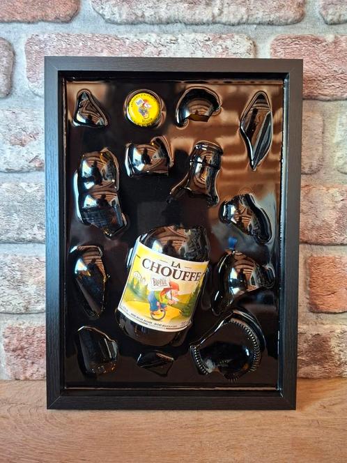 La chouffe flesje verwerkt in een lijst met Epoxy, Antiek en Kunst, Kunst | Schilderijen | Abstract, Ophalen of Verzenden