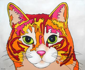 Schilderij van een ondeugende kat beschikbaar voor biedingen