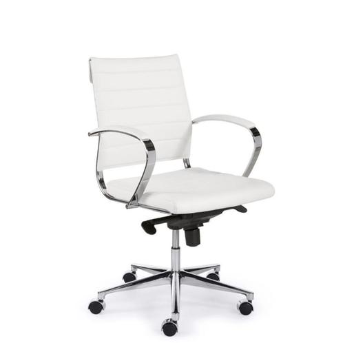 MN Espinoza Bureaustoel Lage Rug Wit Kunstleder Chroom, Huis en Inrichting, Bureaustoelen, Nieuw, Bureaustoel, Wit, Ergonomisch