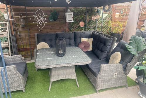 Verstelbare Dining Loungeset Tuinset van Bois Le Duc, Tuin en Terras, Tuinsets en Loungesets, Zo goed als nieuw, Wicker, Bank