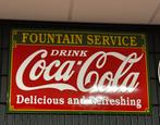 Emaille reclamebord Coca Cola Fountain Service 100 x 62 cm, Ophalen, Reclamebord