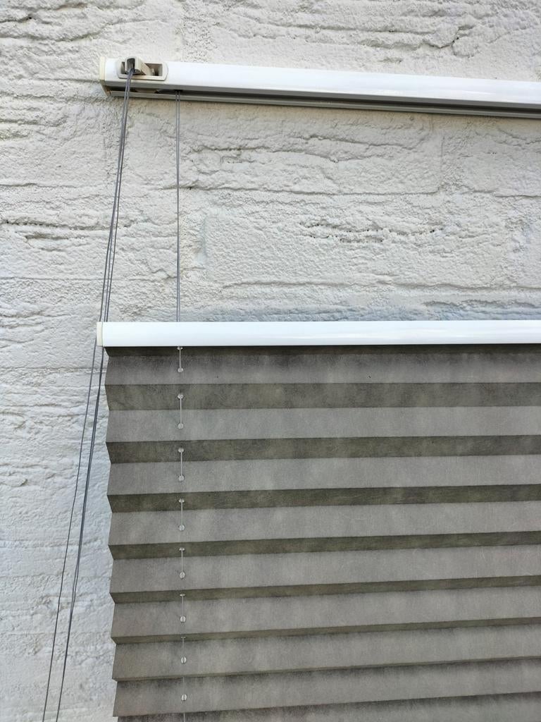 8 Plissé Gordijnen Wit/Grijs Diverse Maten, Gebruikt, 100 tot 150 cm, 50 tot 100 cm, Ophalen of Verzenden