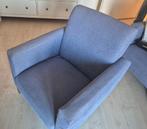 fauteuils  Blauwe ribstof, Huis en Inrichting, Fauteuils, Ophalen, Minder dan 50 cm, 75 tot 100 cm, Zo goed als nieuw