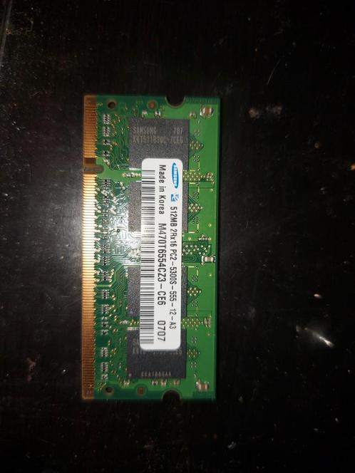 Samsung 512MB DDR2 Laptop Geheugen, Computers en Software, RAM geheugen, Gebruikt, Laptop, DDR2, Ophalen of Verzenden
