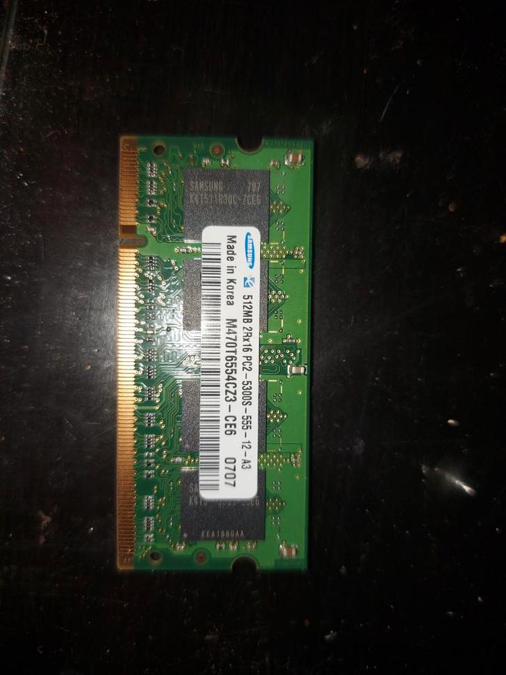 Samsung 512MB DDR2 Laptop Geheugen, Computers en Software, RAM geheugen, Gebruikt, Laptop, DDR2, Ophalen of Verzenden