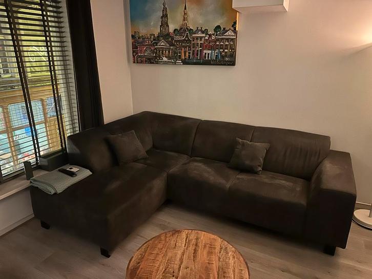 Hoekbank taupe/grijs in perfecte staat (links), Huis en Inrichting, Banken | Complete zithoeken, Zo goed als nieuw, Stof, Ophalen