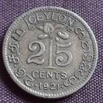 Zilveren Munt 25 Cents Ceylon 1921 King George V, Verzenden, Zuid-Azië