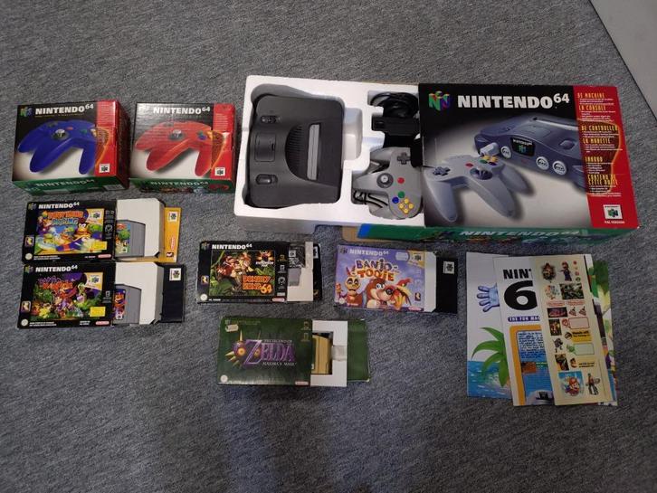 Nintendo 64 met spellen en controllers, Spelcomputers en Games, Spelcomputers | Nintendo 64, Gebruikt, Met 3 controllers of meer