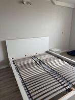 Bed IKEA Malm met Lonset lattenbodem, Ophalen, Wit, Tweepersoons, 160 cm