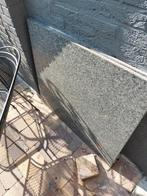 Stevige metalen tuintafel met natuurstenen bladen, Tuin en Terras, Ophalen, Gebruikt, Rechthoekig, Metaal