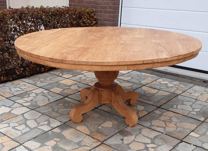 Schitterende ronde teakhouten bol poottafel 170, Huis en Inrichting, Tafels | Eettafels, 150 tot 200 cm, Vijf personen of meer