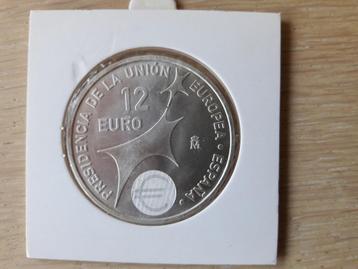 SPANJE 2002; 12 euromunt Jaardag der Regentschap,  zilver
