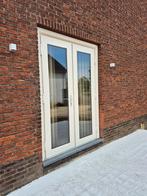 Complete dubbele kunststof buitendeur (Ral 9001), HR++ glas, Ophalen, Kunststof, Deurkozijn, Zo goed als nieuw