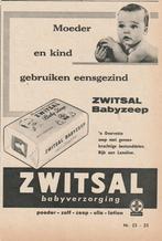 retro reclame 1957 Zwitsal baby zeep voor moeder & kind, Verzamelen, Verzenden, Overige typen