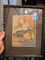 Vintage Schilderij met Bloemen, Gesigneerd, Antiek en Kunst, Ophalen of Verzenden