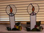 Twee x unieke glas in lood kerstkaars voor waxinelichtje, Diversen, Kerst, Ophalen of Verzenden, Nieuw