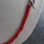 KOOPJE!!  imitatie bloedkoraal ketting,zilver, Verzenden, Zo goed als nieuw, Rood, Steen of Mineraal