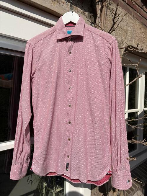 British Indigo herenhemd wit met rood werkje, slim fit, S/38, Kleding | Heren, Overhemden, Zo goed als nieuw, Halswijdte 38 (S) of kleiner