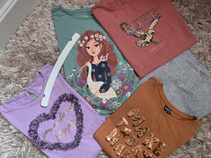 Glitter Longsleeve Pakket 5 Truitjes 122 128, Kinderen en Baby's, Kinderkleding | Maat 122, Zo goed als nieuw, Meisje, Shirt of Longsleeve