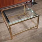 LEVERING MOGELIJK! Gouden messing salontafel met glasplaat, Ophalen, Gebruikt, 50 tot 100 cm, 50 tot 100 cm