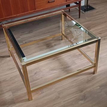 LEVERING MOGELIJK! Gouden messing salontafel met glasplaat beschikbaar voor biedingen