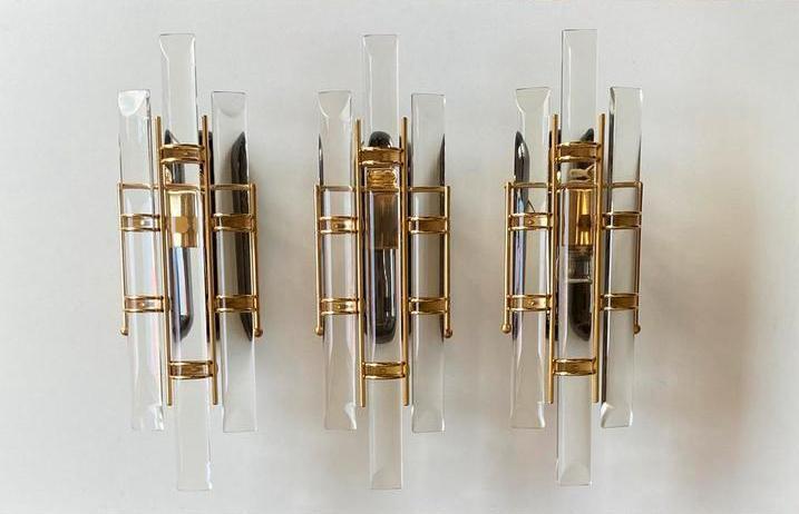 Vintage Venini wandlampen Hollywood Regency, Huis en Inrichting, Lampen | Wandlampen, Zo goed als nieuw, Glas, Metaal, Ophalen of Verzenden