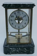 Fraaie grote Bulle glas pendule, zwart geaderd marmer., Antiek en Kunst, Antiek | Klokken, Ophalen