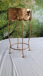 Vintage plantentafeltje krukje bijzettafeltje goud, Minder dan 55 cm, Metaal of Aluminium, Rond, Ophalen of Verzenden