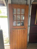 Massieve Eiken Buitendeur met Glas, Doe-het-zelf en Verbouw, Gebruikt, 80 tot 100 cm, Ophalen of Verzenden, 200 tot 215 cm