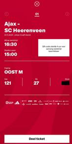 Ajax Heerenveen vak 121 ticket tegen kostprijs., Eén persoon, September
