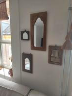 Vier Indiase houten spiegels ( oosters), Huis en Inrichting, Woonaccessoires | Spiegels, Minder dan 50 cm, Ophalen of Verzenden