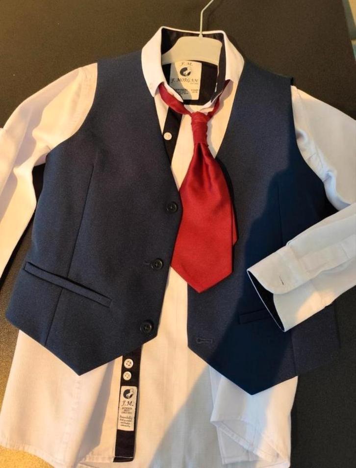 Jongens kostuum pak 5-delig - Maat 134, Kinderen en Baby's, Kinderkleding | Schoenen en Sokken, Zo goed als nieuw, Overige typen