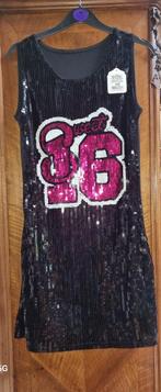 Party jurk Sweet 16,  zwart pailetten  One size, Nieuw, Ophalen of Verzenden, Zwart, Boven de knie