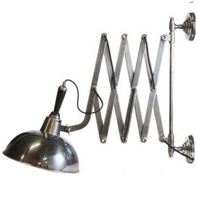 Zilveren wand schaarlamp, Huis en Inrichting, Lampen | Wandlampen, Zo goed als nieuw, Metaal, Ophalen