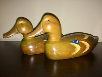 2x vintage houten lokeenden / duck decoys H12cm/L26,5cm beschikbaar voor biedingen