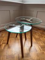 JYSK tafelset met glasplaat diameter 50/40 cm, Huis en Inrichting, Tafels | Bijzettafels, Ophalen of Verzenden, Zo goed als nieuw