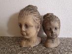 decoratie - 2 x stenen Dameshoofd / Kinderhoofd, Ophalen, Gebruikt