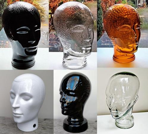 6x Hoofd TBV Koptelefoon Hoed - Glas Keramiek - Zie Omschr, Antiek en Kunst, Curiosa en Brocante, Ophalen of Verzenden