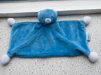 Knuffeldoek blauw velours beer of beertje Basje van Nestlé, Ophalen of Verzenden, Zo goed als nieuw, Beer