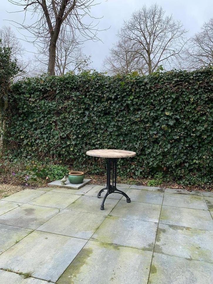 Terrastafel met ijzeren onderstel, Tuin en Terras, Tuintafels, Gebruikt, Rond, Metaal, Ophalen