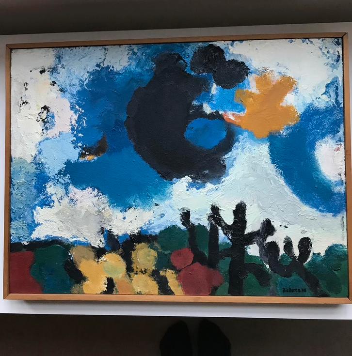 Jef Diederen, 1958, olieverf schilderij, Antiek en Kunst, Kunst | Schilderijen | Abstract, Ophalen of Verzenden