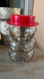Spaarpot glazen beer met hoed glas vintage retro, Ophalen of Verzenden, Zo goed als nieuw, Dier
