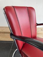2 Gispen 412 fauteuils , bordeaux rood leder, Huis en Inrichting, Minder dan 75 cm, Design, Zo goed als nieuw, Metaal