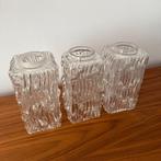 3 lampenkapjes, hanglamp, glas, vintage, jr 60/70, Ophalen of Verzenden, Zo goed als nieuw, Rechthoekig, Minder dan 25 cm