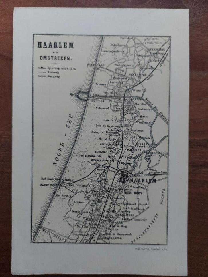 K16 / Haarlem - Zandpoort - Spaarndam - Beverwijk Zandvoort, Antiek en Kunst, Kunst | Litho's en Zeefdrukken, Ophalen of Verzenden